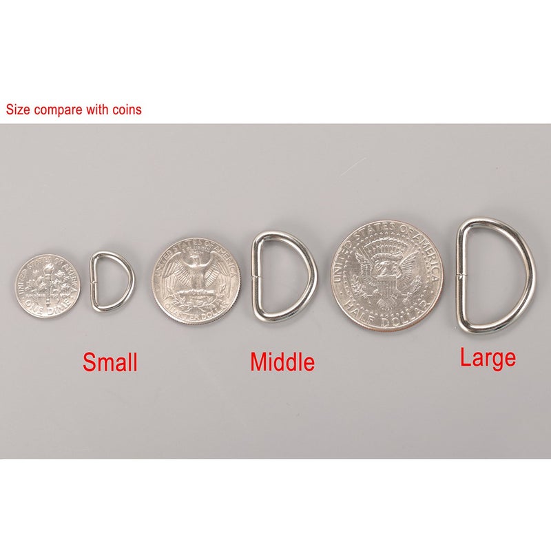 CrocSee Metal D Ring 1/2 inch Non Welded Nickel Plated Pack of 100 (Small) - Image 5